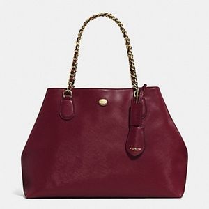 Coach Peyton Leather Chain Tote Bag (Sherry)